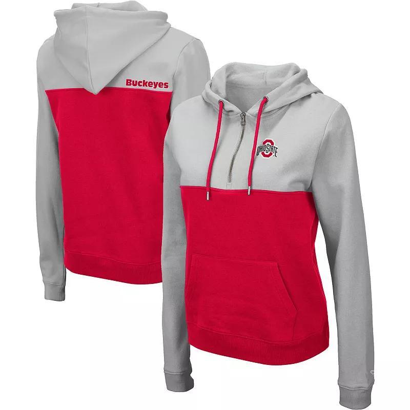 Womens Colosseum /Scarlet Ohio State Buckeyes Aidan Lightweight Half-Zip Hoodie Product Image