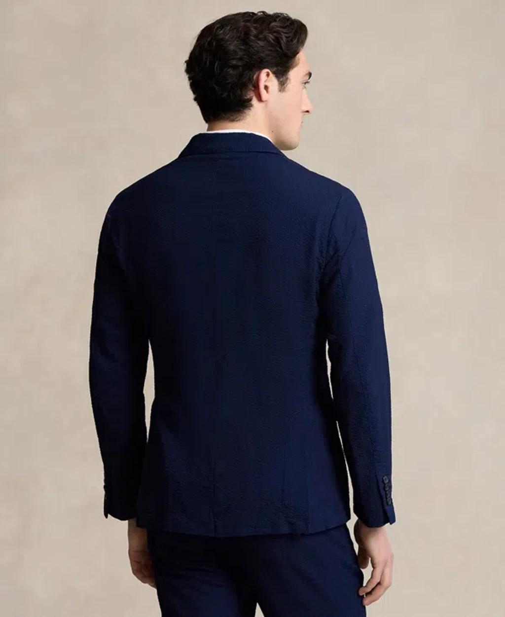 Men's Soft Seersucker Sport Coat In Bright Blue,white Product Image