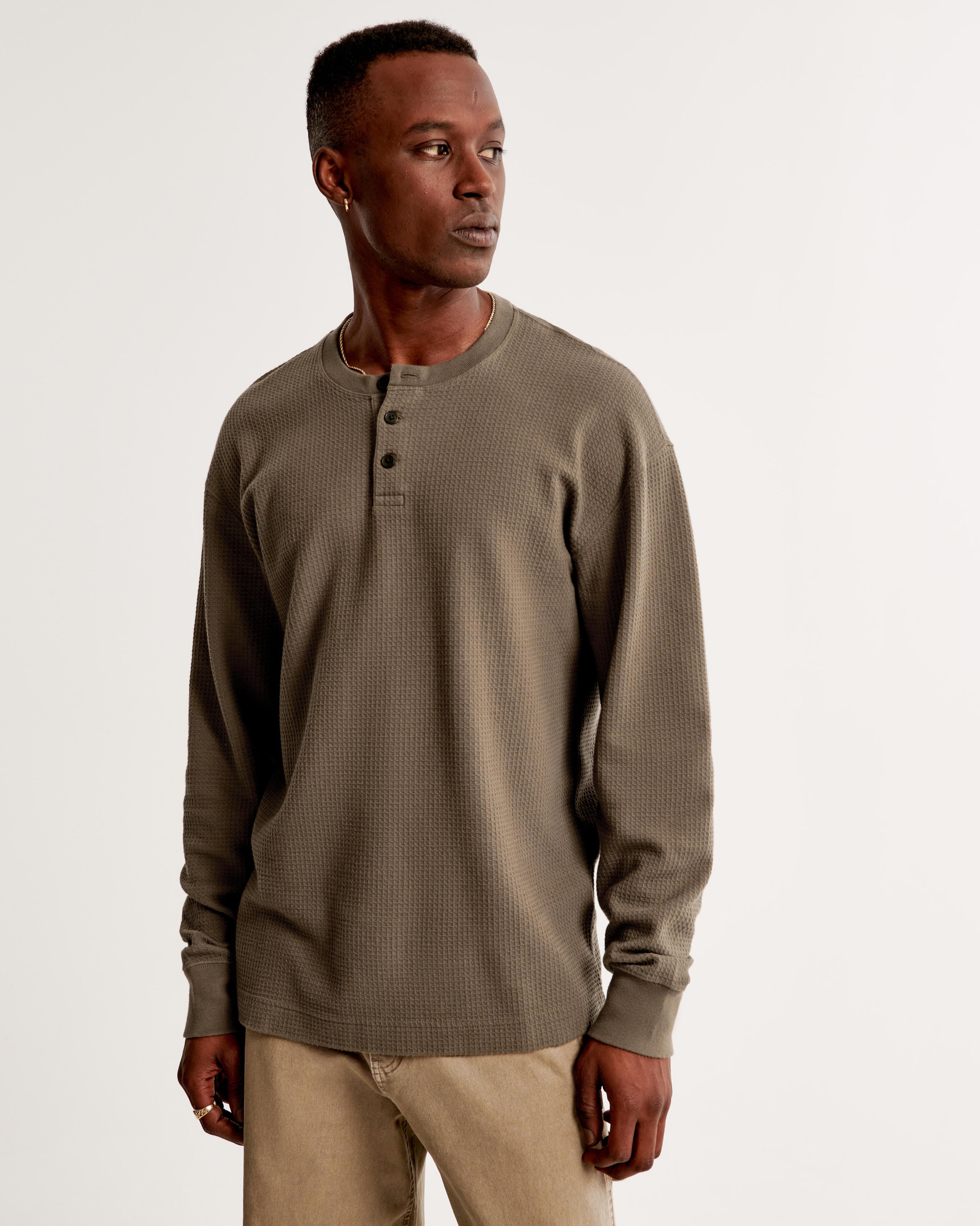 Long-Sleeve Grid Waffle Henley Product Image