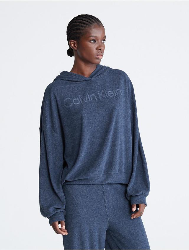 Calvin Klein Womens Cozy Lounge Sleep Hoodie - Blue - XS Product Image