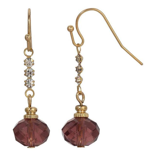 1928 Gold Tone Crystal Linear Drop Earrings, Womens, Purple Product Image