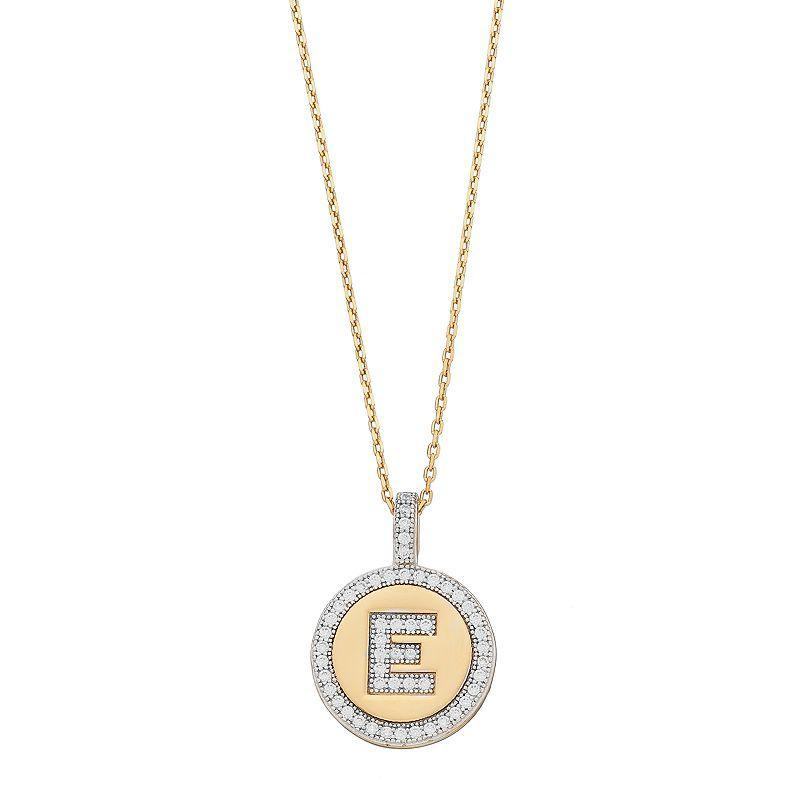 14k Gold Over Silver Cubic Zirconia Initial Pendant Necklace, Womens Product Image