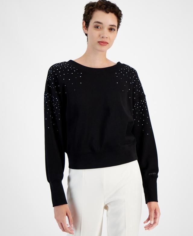 Boss Orange Womens Elay Embellished Cotton Sweater Product Image