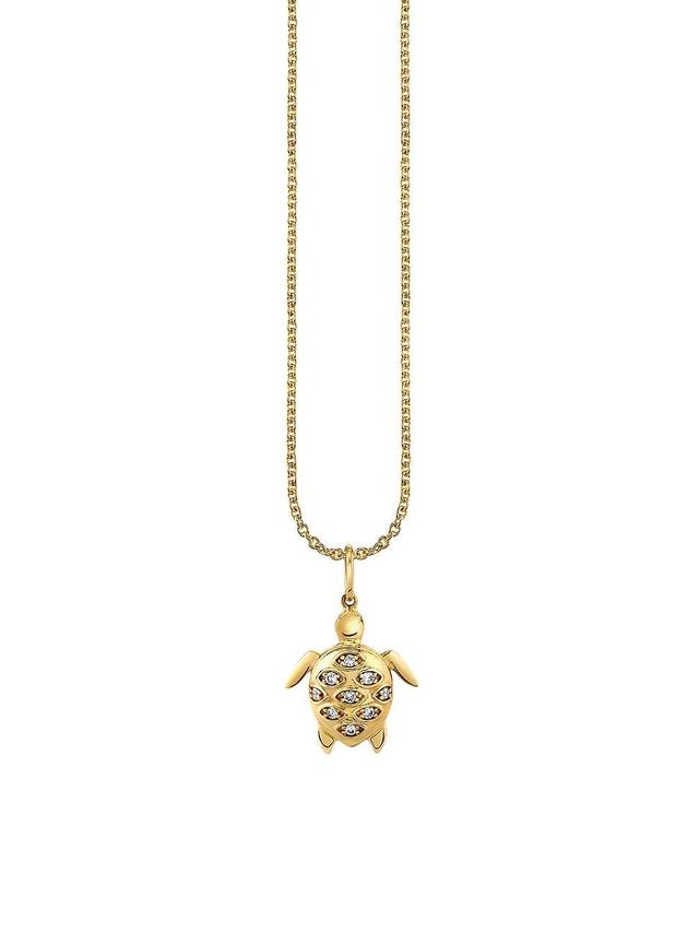 Womens Under The Sea 14K Yellow Gold & 0.05 TCW Diamond Turtle Pendant Necklace Product Image