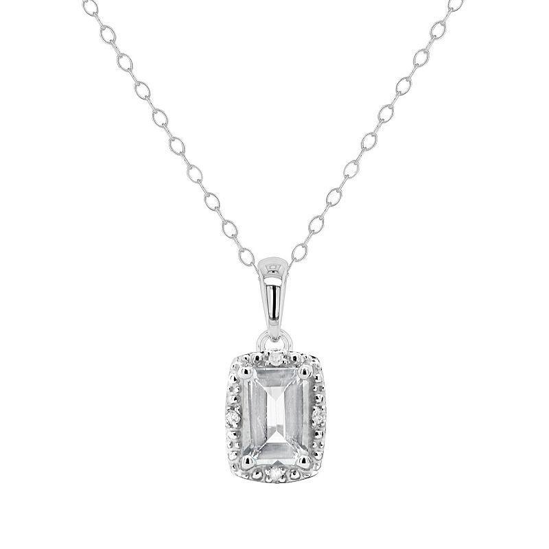 Gemstone and Diamond Accent Pendant Necklace in Sterling Silver Product Image