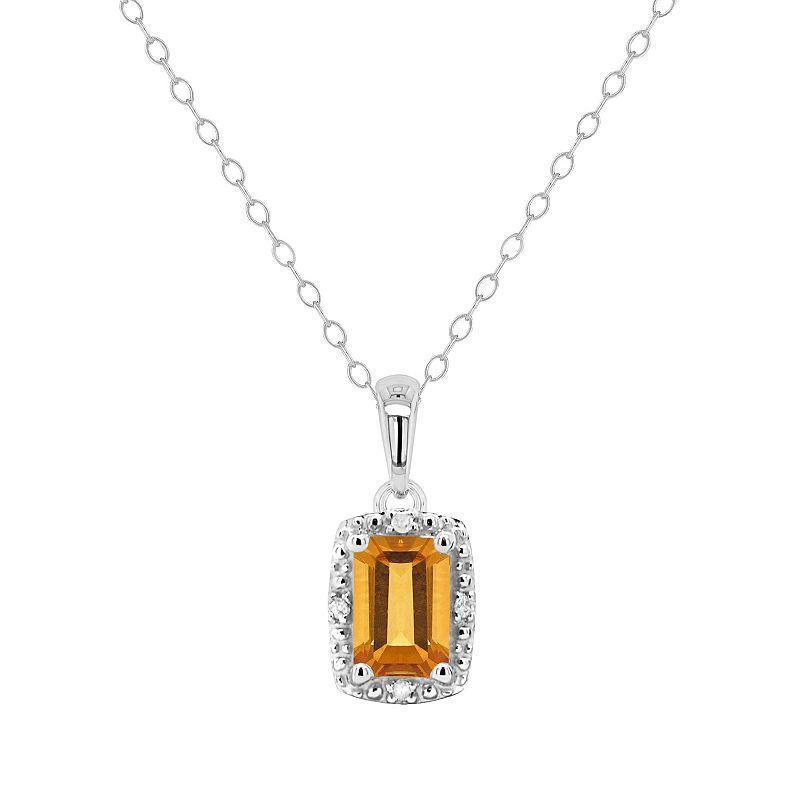 Celebration Gems Sterling Silver Gemstone & Diamond Accent Pendant Necklace, Womens Orange Product Image