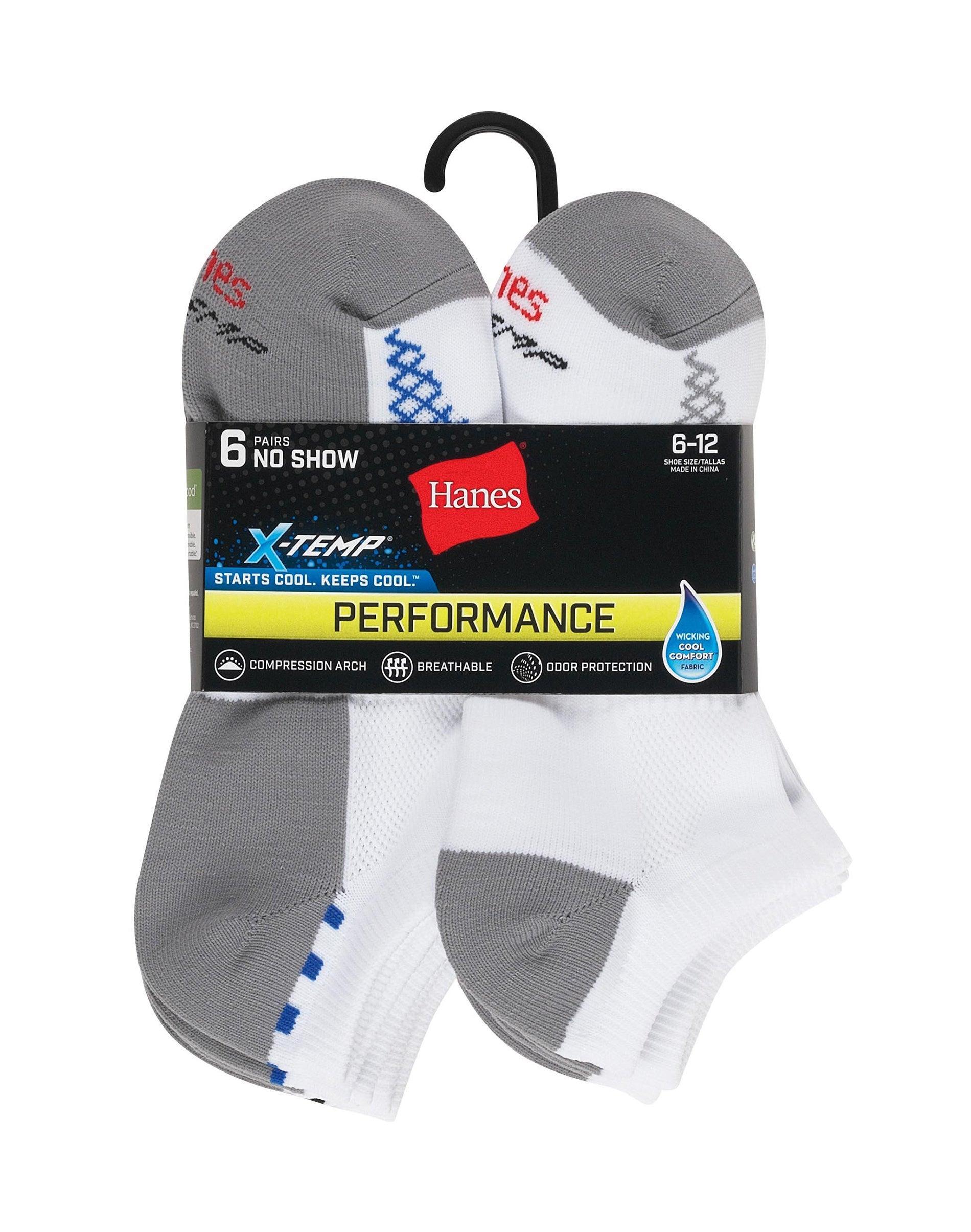 Hanes X-Temp Mens Performance No Show Socks, Shoe Sizes 6-12, 6-Pairs Assorted Product Image