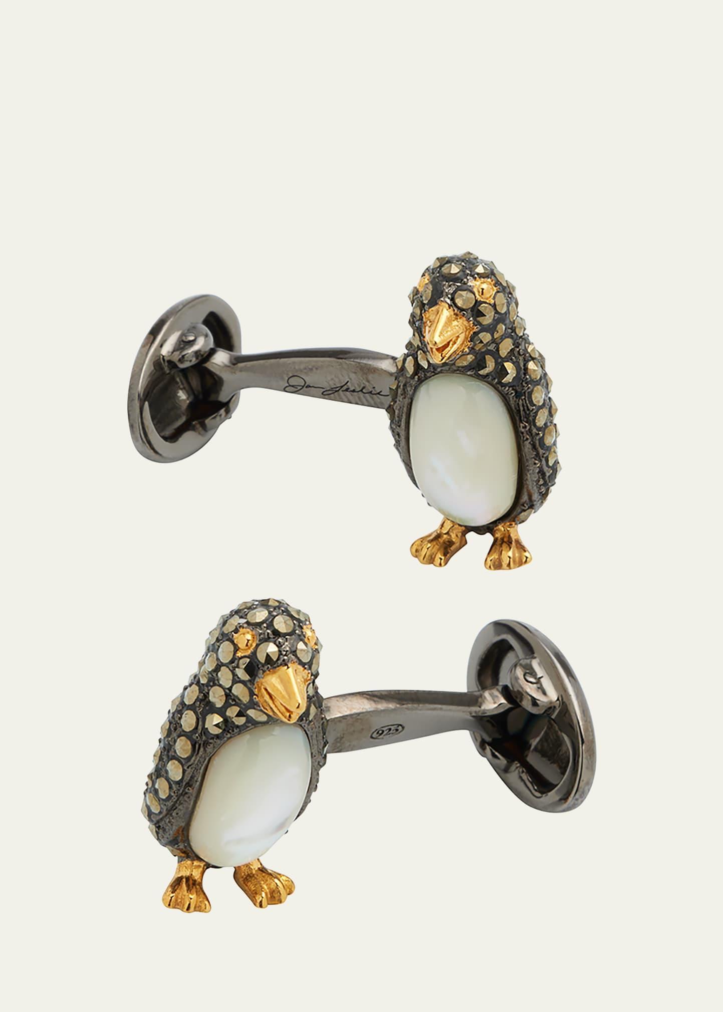 Mens Penguin Sterling Silver Gemstone Cufflinks Product Image