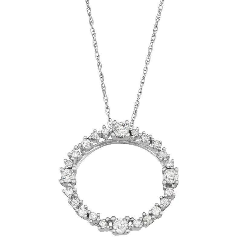 10k White Gold 1/2 Carat T.W. Diamond Forever Love Circle Pendant Necklace, Womens Product Image