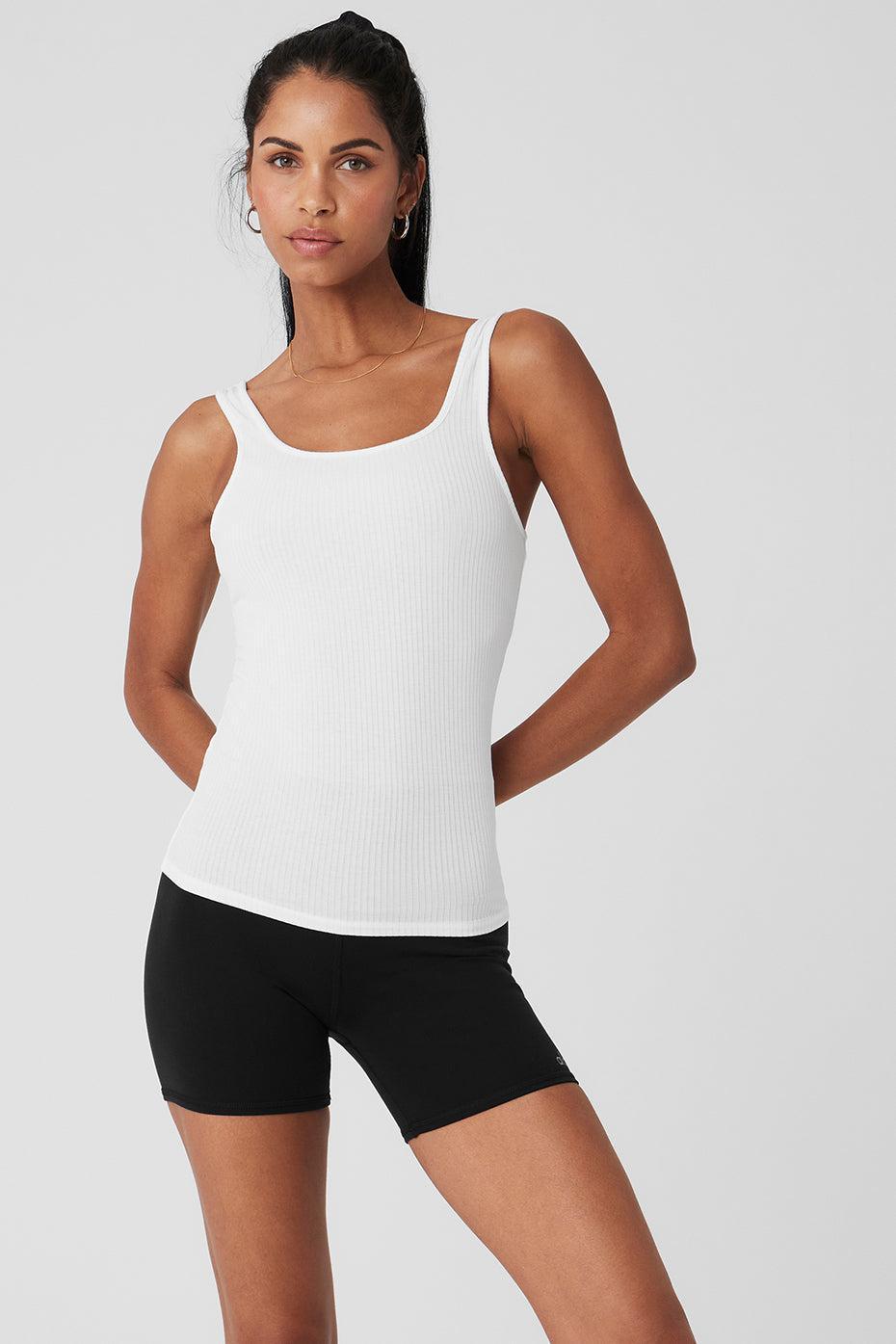 Ribbed Sea Coast Scoop Neck Tank - White Female product image