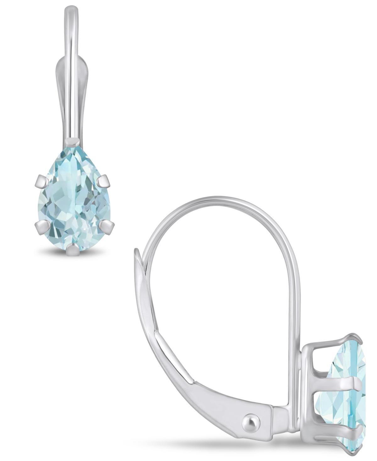 Celebration Gems 10k Gold Pear Shape Aquamarine Leverback Earrings, Womens, Blue Product Image