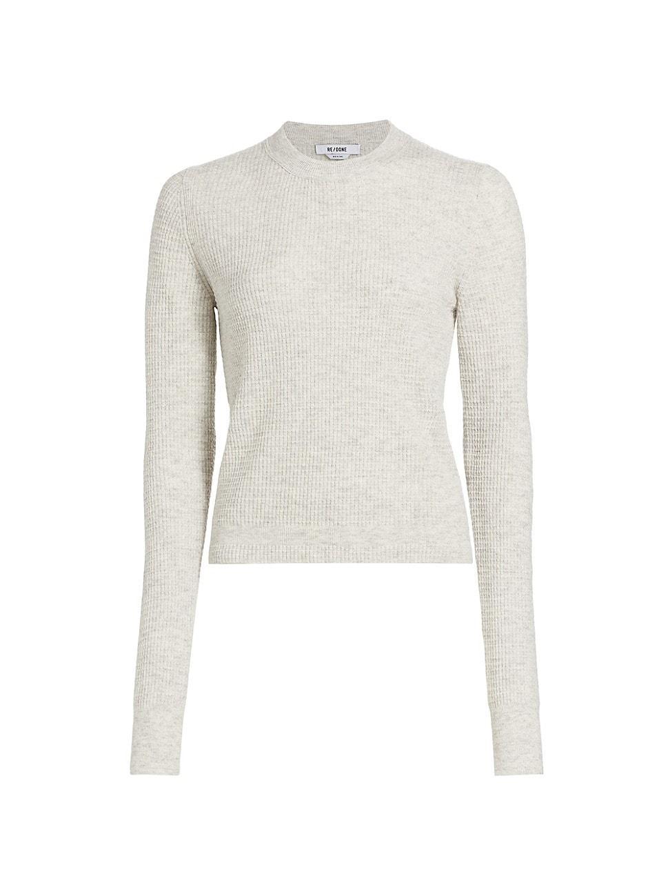 Womens Wool-Blend Waffle Long-Sleeve Top Product Image