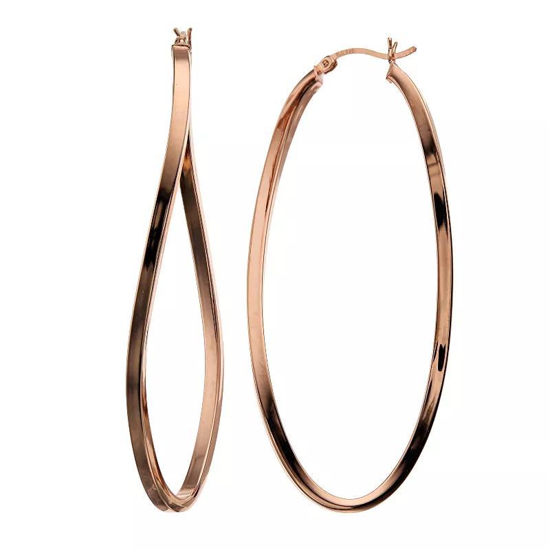 14k Rose Gold Vermeil Wavy Hoop Earrings, Womens, Pink Tone Product Image