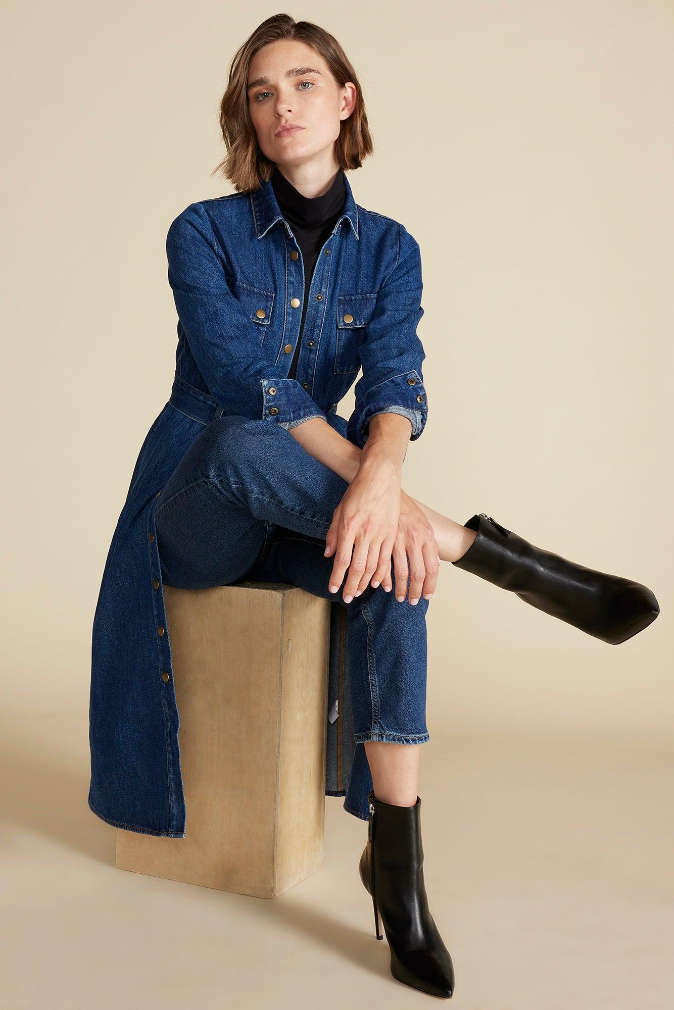 Joyce Denim Shirt Dress - Indigo Blue Product Image