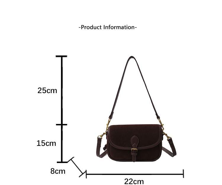 Flap Buckled Faux Suede Crossbody Bag Product Image