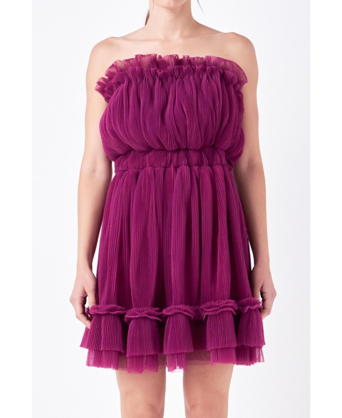 Womens Strapless Mini Tulle Dress Product Image