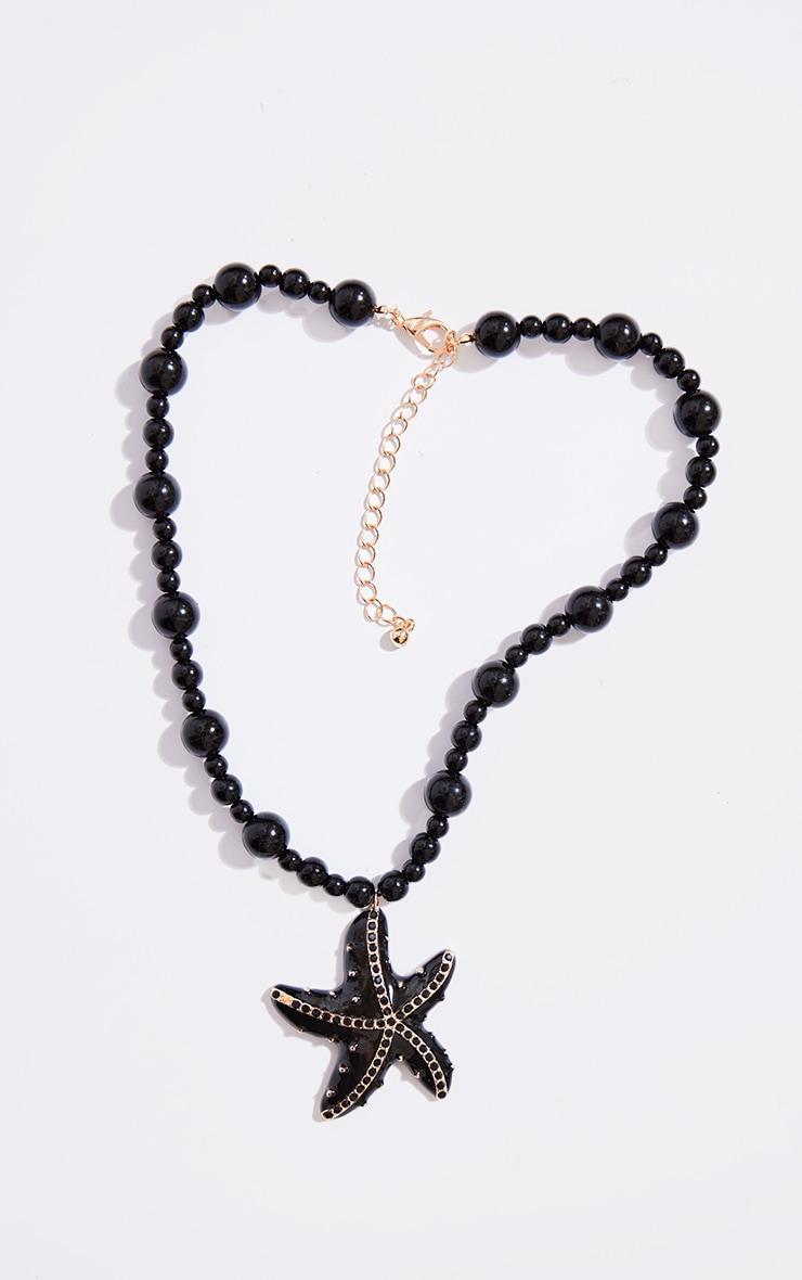 Black Beaded Starfish Detail Statement Necklace Product Image