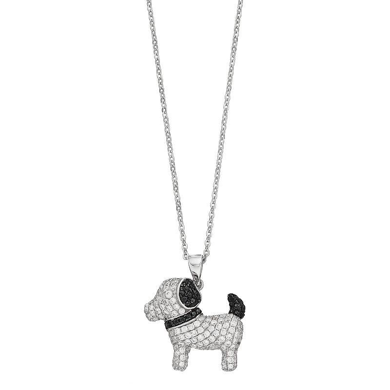 OLIVIA AND HARPER Sterling Silver Cubic Zirconia Dog Pendant Necklace, Womens Product Image