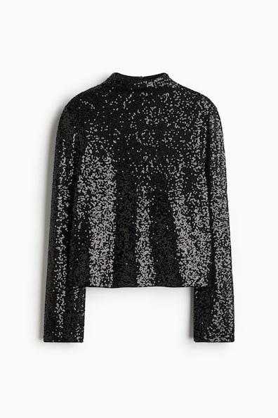 Sequined Mock Turtleneck Top Product Image