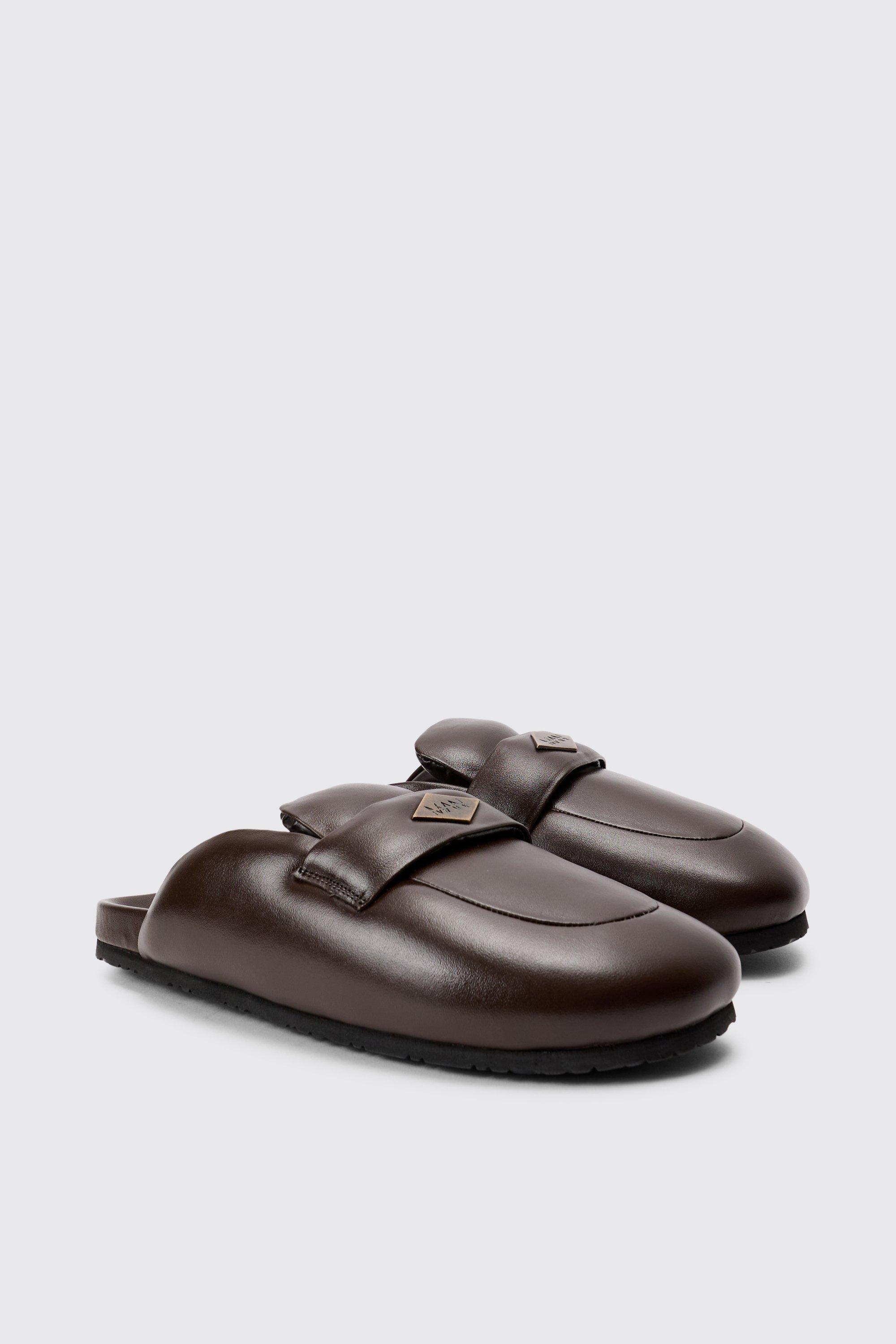 Padded Man Tab Mule In Brown | boohooMAN USA Product Image