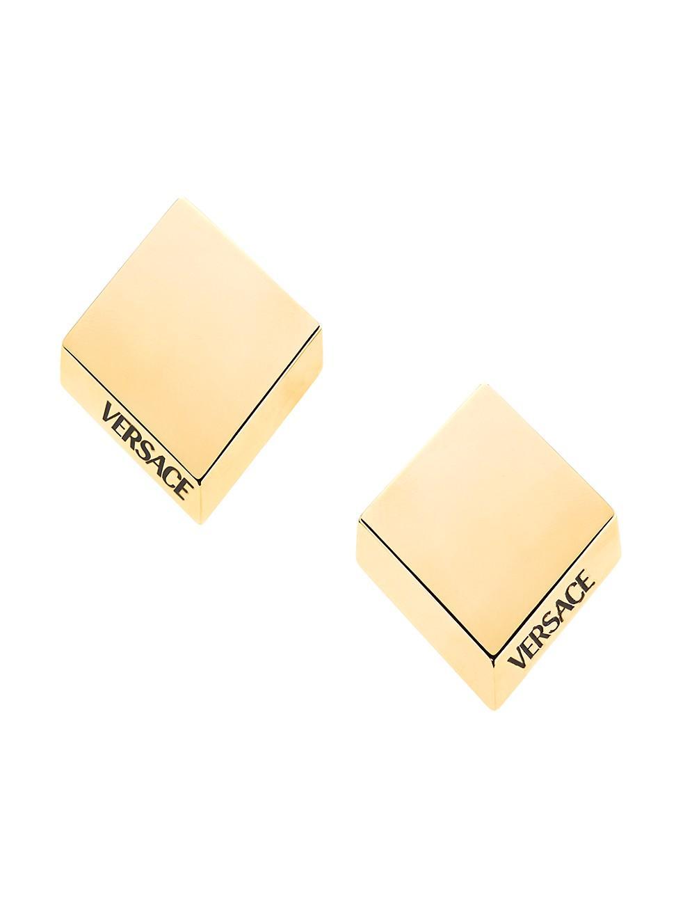 Womens Mosaic Goldtone Logo Earrings Product Image