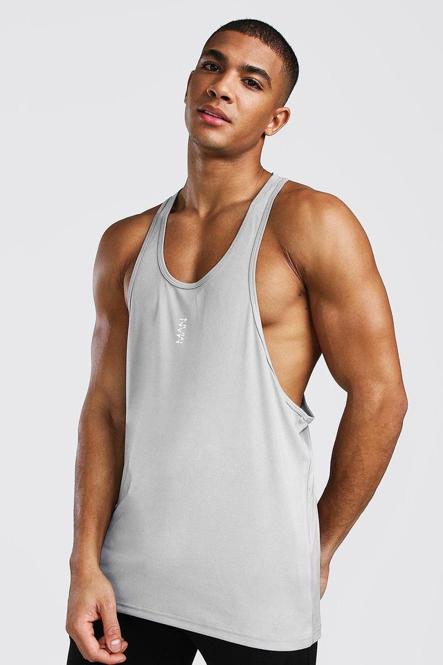 Man Active Gym Poly Gym Racer Tank Top | boohooMAN USA Product Image