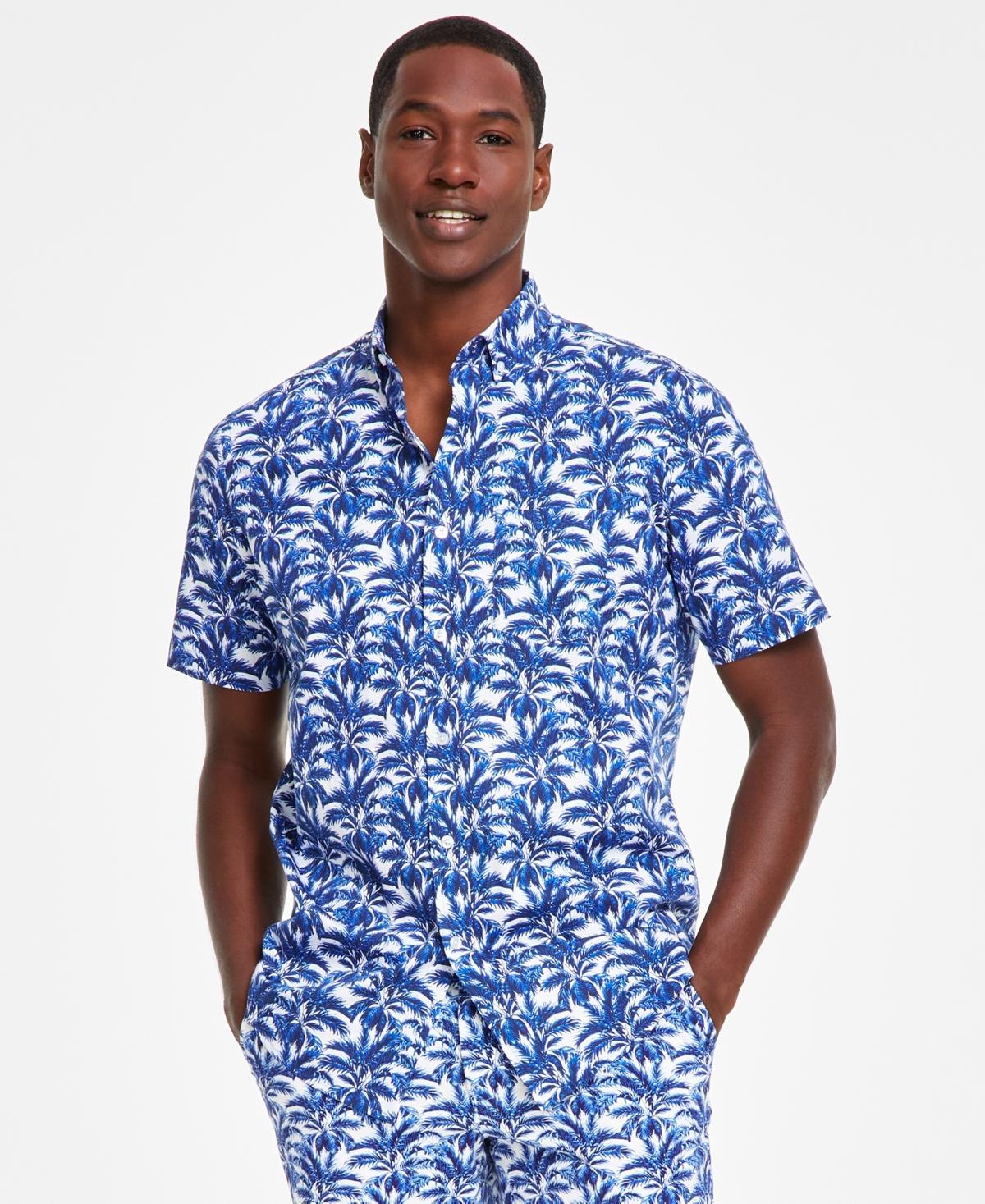 Club Room Mens Keys Regular-Fit Palm Leaf-Print Button-Down Poplin Shirt, Created for Macys Product Image