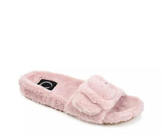 Journee Collection Womens Shadow Faux Fur Slide Slipper Product Image