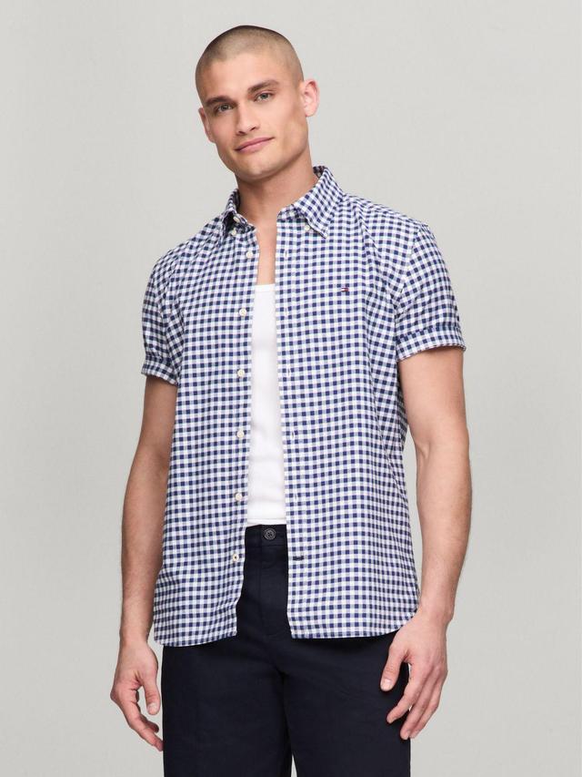 Tommy Hilfiger Men's Regular Fit Gingham Short-Sleeve Oxford Shirt Product Image