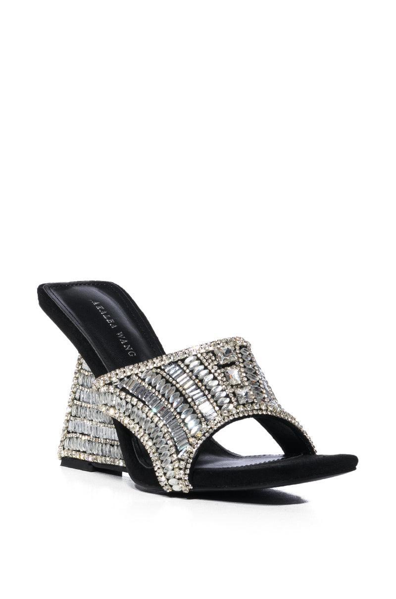 AZALEA WANG BESIMA SILVER EMBELLISHED WEDGE SANDAL Product Image