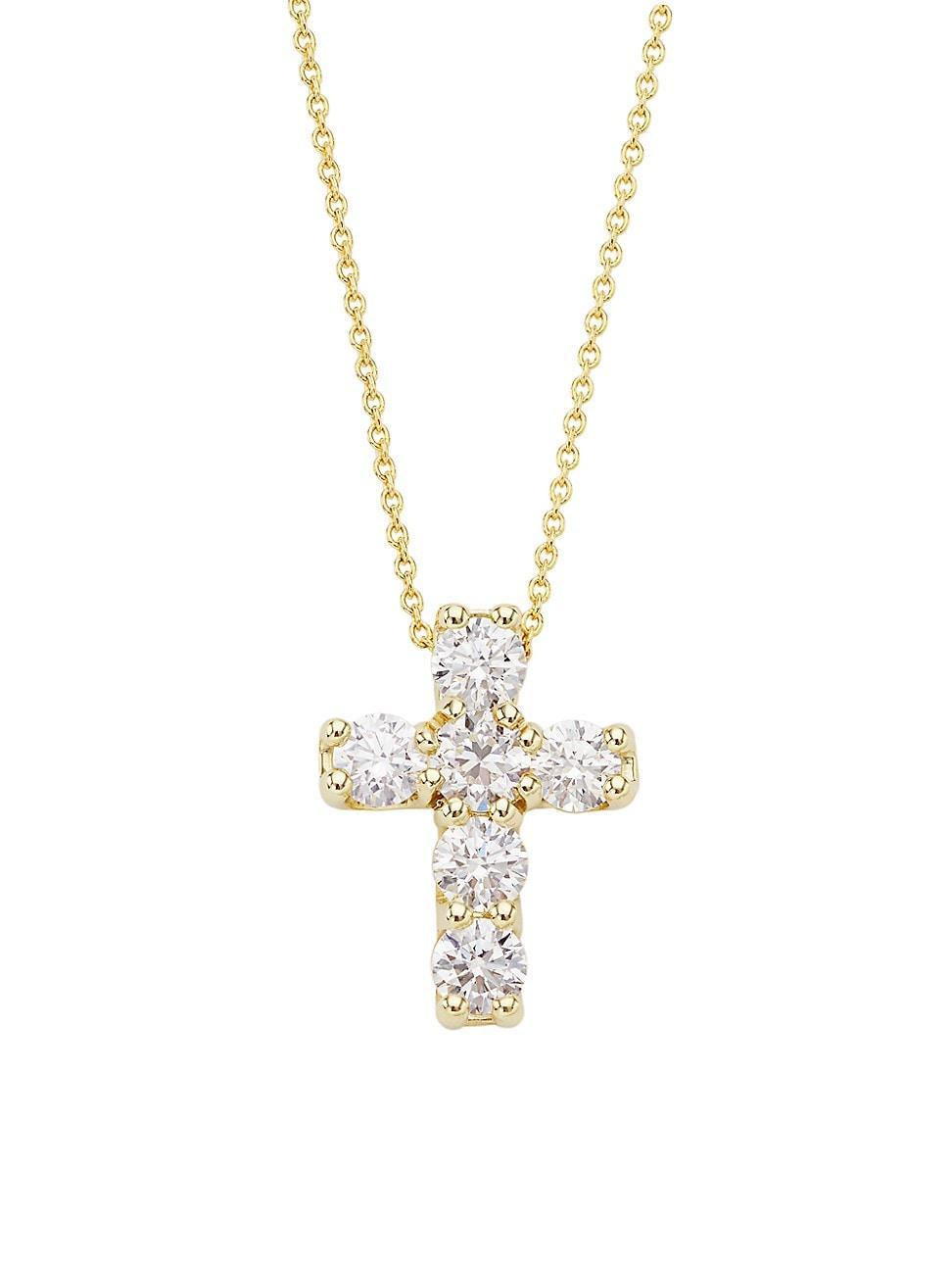 Womens Tiny Treasures 18K Gold & Diamond Cross Pendant Necklace Product Image