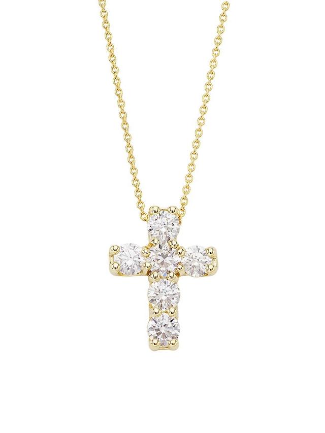 Womens Tiny Treasures 18K Gold & Diamond Cross Pendant Necklace Product Image