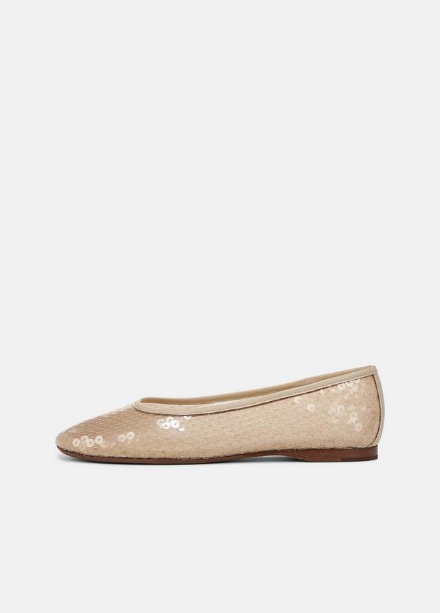 Womens Leah Sequin Flat, Birch Sand, Size 11 Vince Product Image