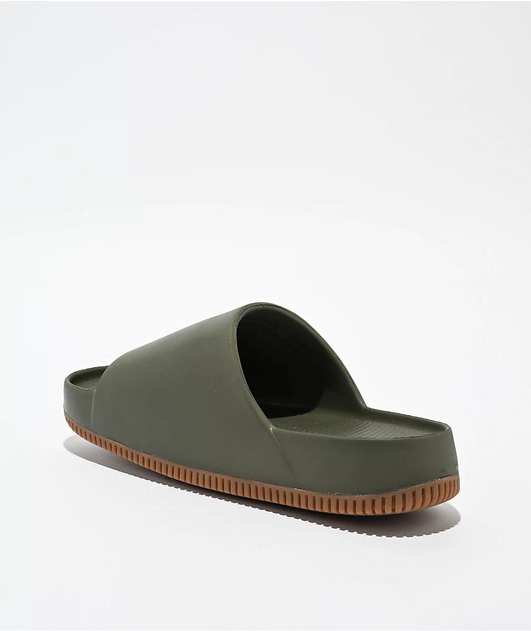 Nike Calm Medium Olive & Gum Slide Sandals Product Image