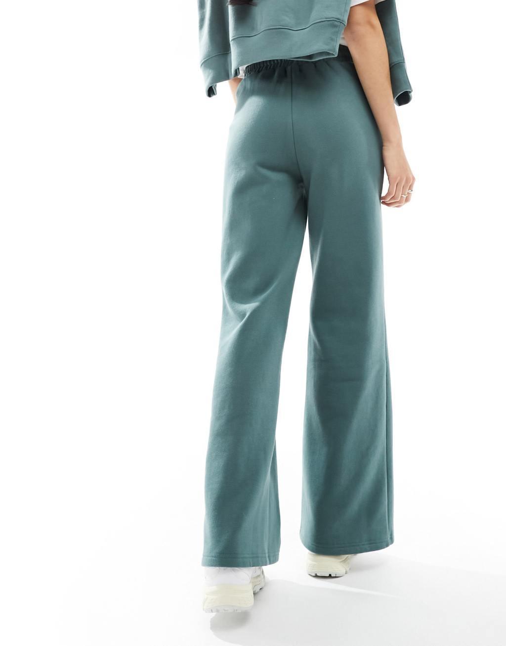 Miss Selfridge wide leg sweatpants in washed green - part of a set Product Image