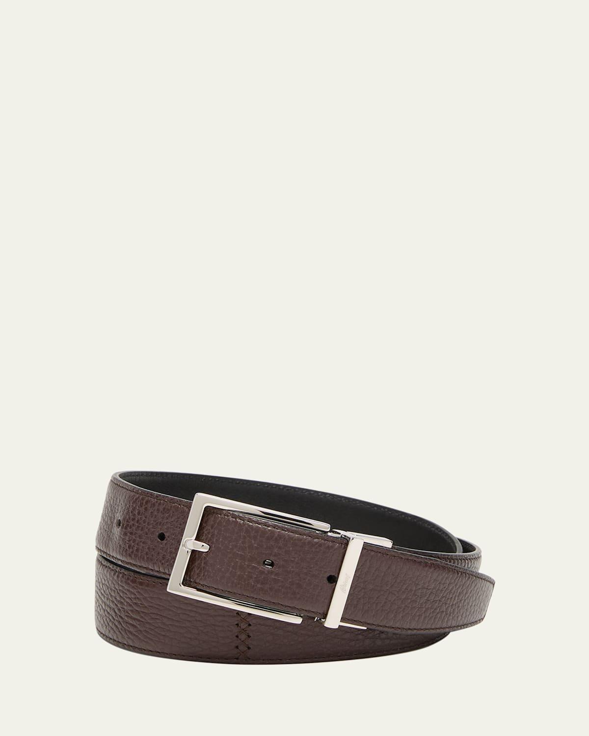 Mens Grained Leather Reversible Belt, 35mm Product Image