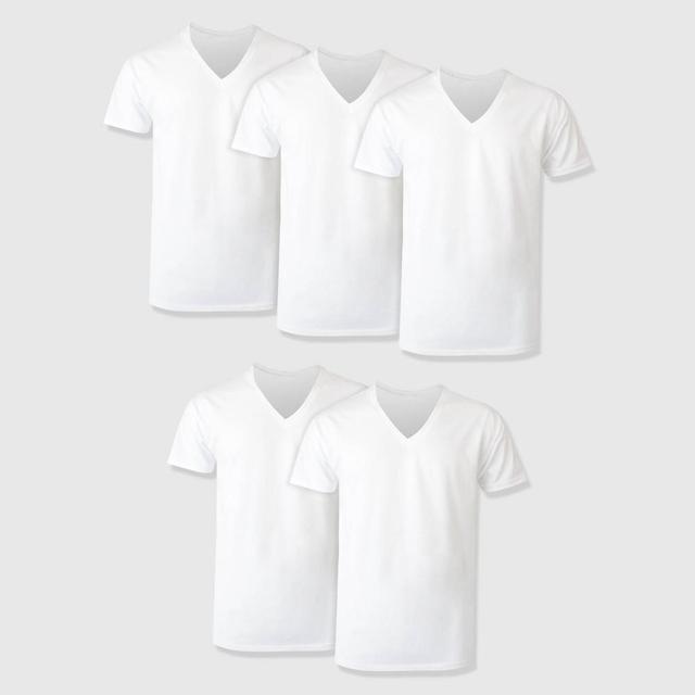 Hanes Premium Mens Short Sleeve V-Neck T-Shirt 5pk - White Product Image