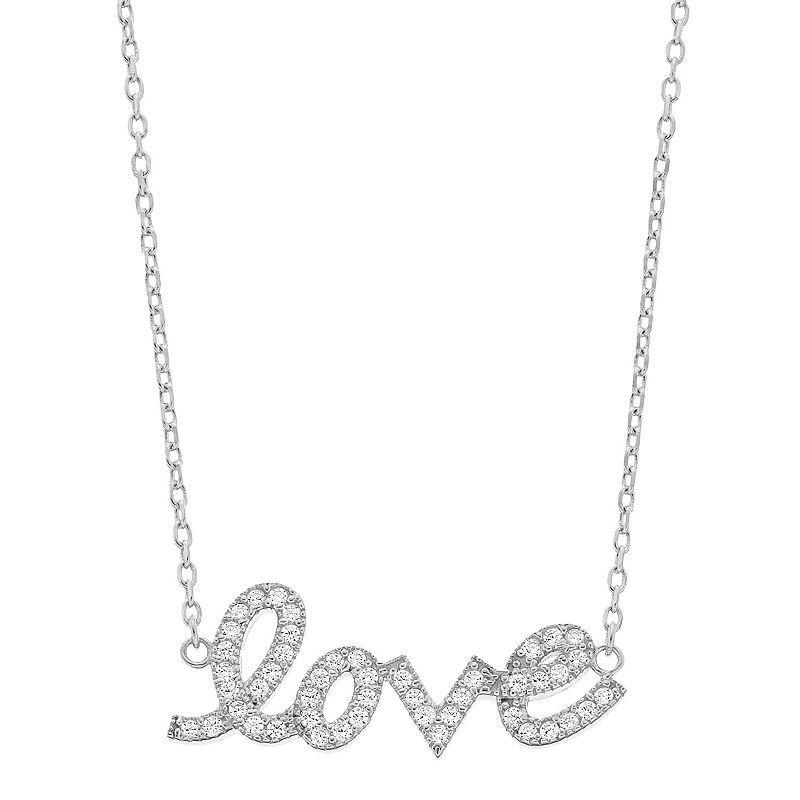 Rosabella Sterling Silver & Cubic Zirconia Love Necklace, Womens Product Image