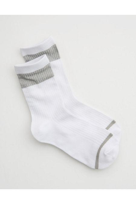 Aerie Metallic Wide Stripe Crew Socks Women's Product Image