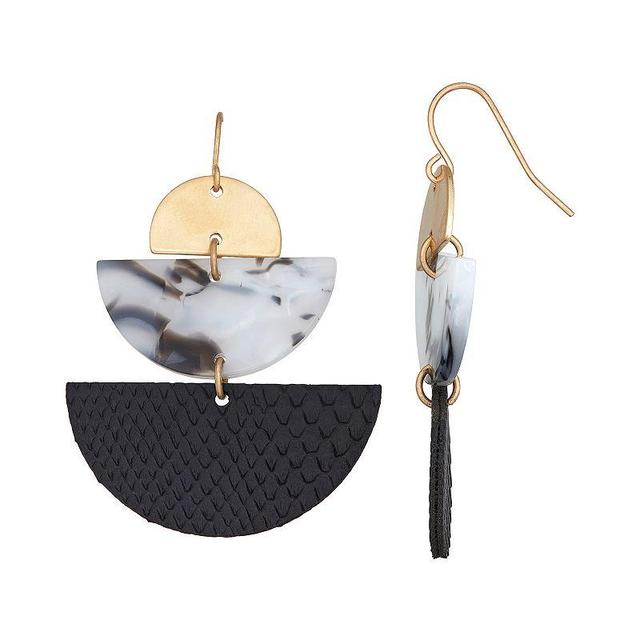 Sonoma Goods For Life Half Circle Triple Drop Earrings, Womens, Black Product Image