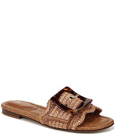 Sam Edelman Bambi Raffia Oversized Buckle Detail Slide Sandals Product Image