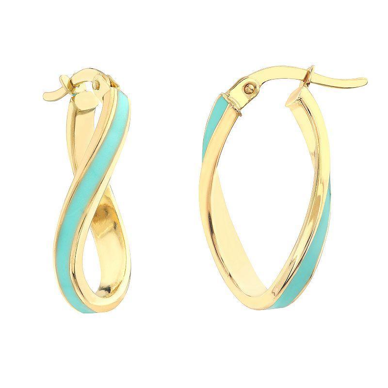 Color Romance 16.3 mm Enamel Oval Twist Hoop Earrings, Womens, Yellow Product Image