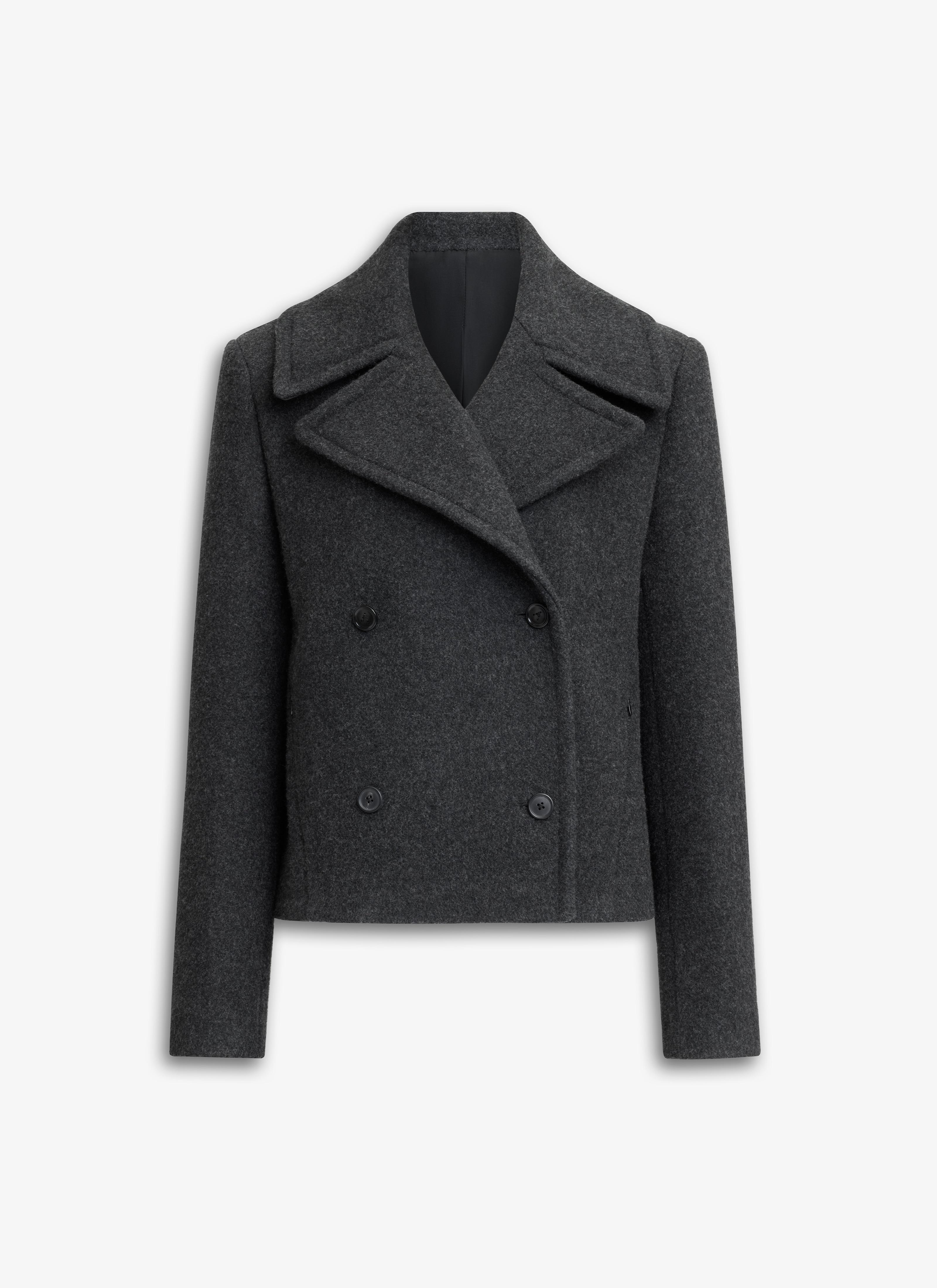 CHARCOAL MERINO WOOL PEA COAT Product Image