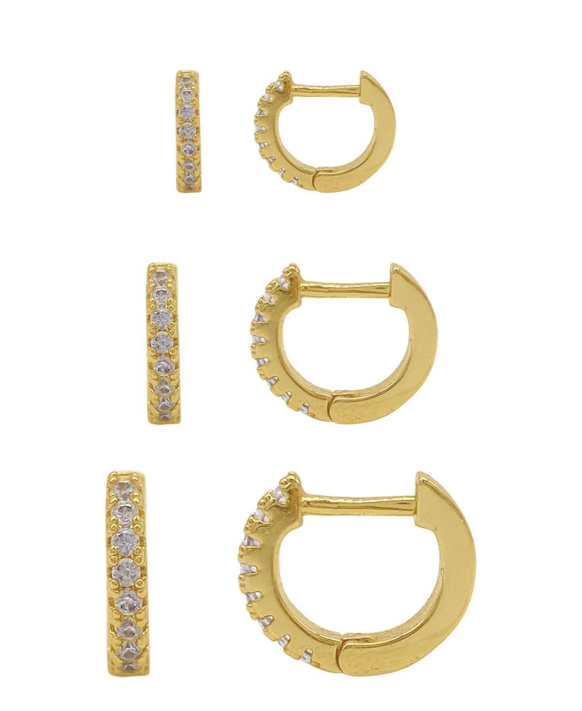 Adornia 14k Gold Plated Huggie Hoop Earring Trio Set, Womens, Yellow Product Image