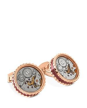 Mens Skeleton Gear Round Pink Goldplated Cuff Links Product Image