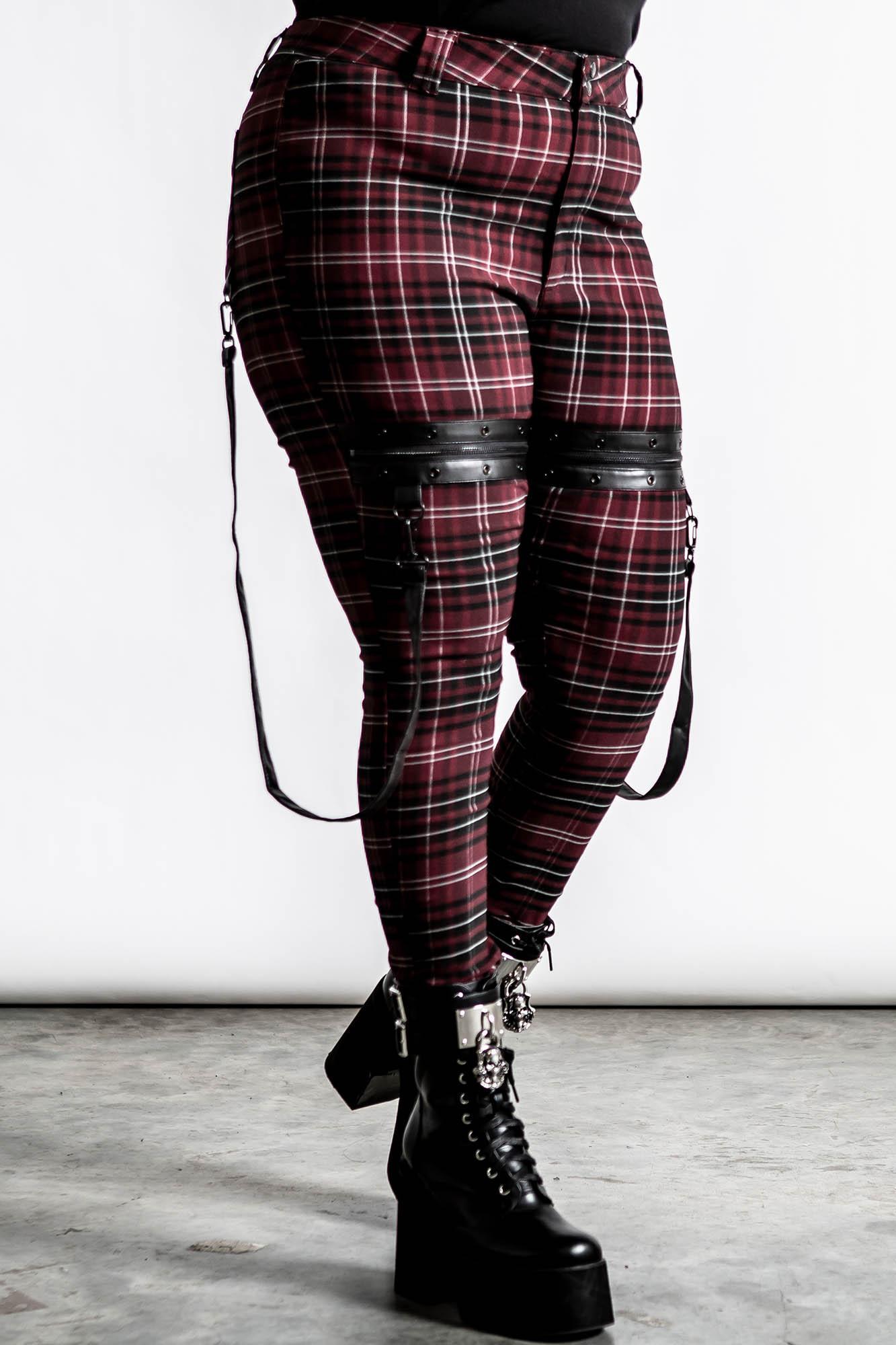 Dead Resistance Skinny Trousers [BLOOD TARTAN] [PLUS] Female Product Image