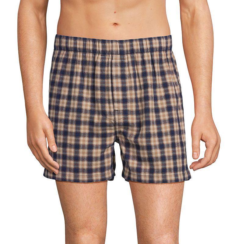 Mens Lands End Classic-Fit Cotton Flannel Boxers Blue Alabaster Plaid Product Image