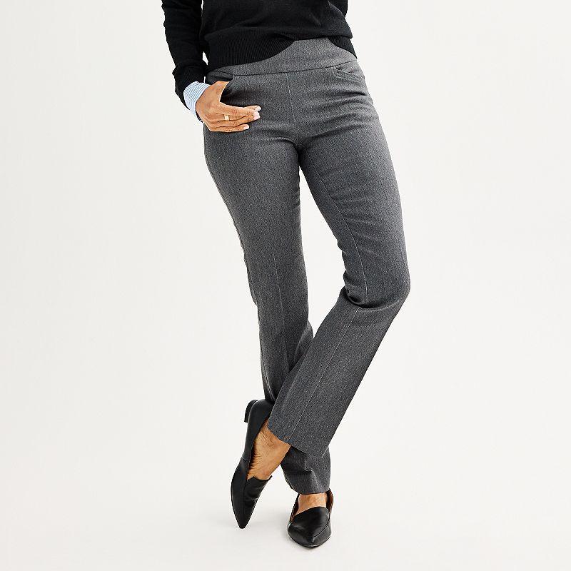 Womens Croft & Barrow Effortless Stretch Pull-On Bootcut Pants Grey Gray Product Image