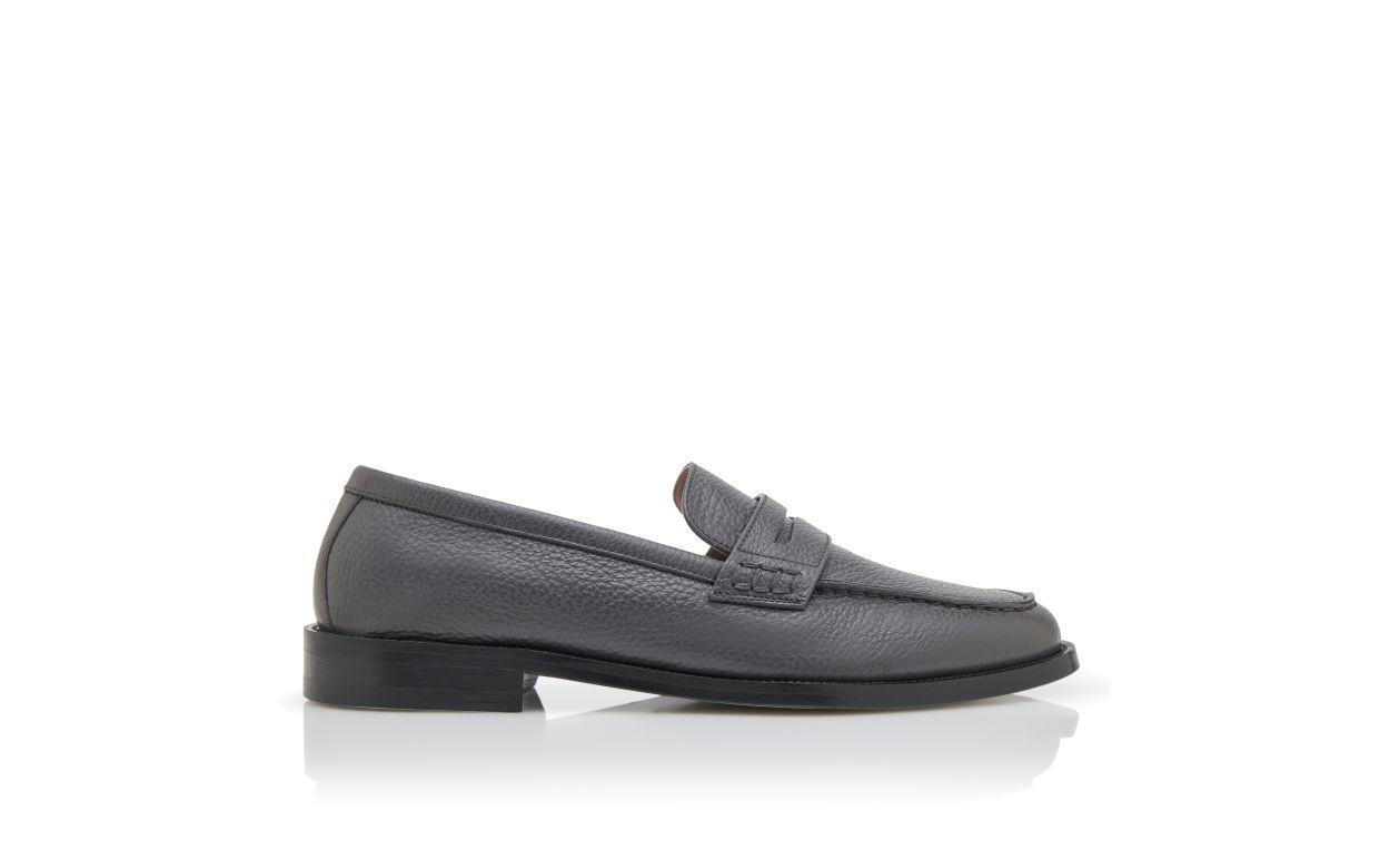 PERRY Dark Grey Calf Leather Penny Loafers Product Image