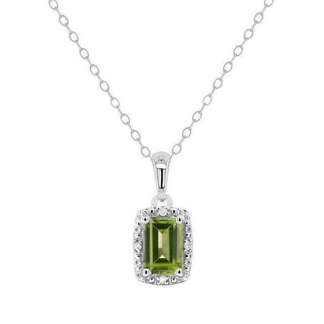 Celebration Gems Sterling Silver Gemstone & Diamond Accent Pendant Necklace, Womens Green Product Image